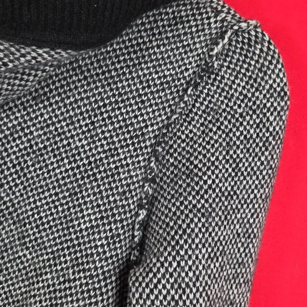 360 CASHMERE Hooded‎ Cardigan Wool Blend Black White Womens Size Medium